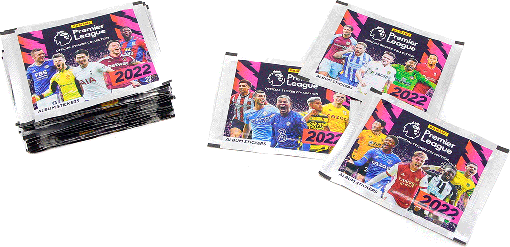 50 пакетиков наклеек Panini Premier League 2021-2022 (250 наклеек)