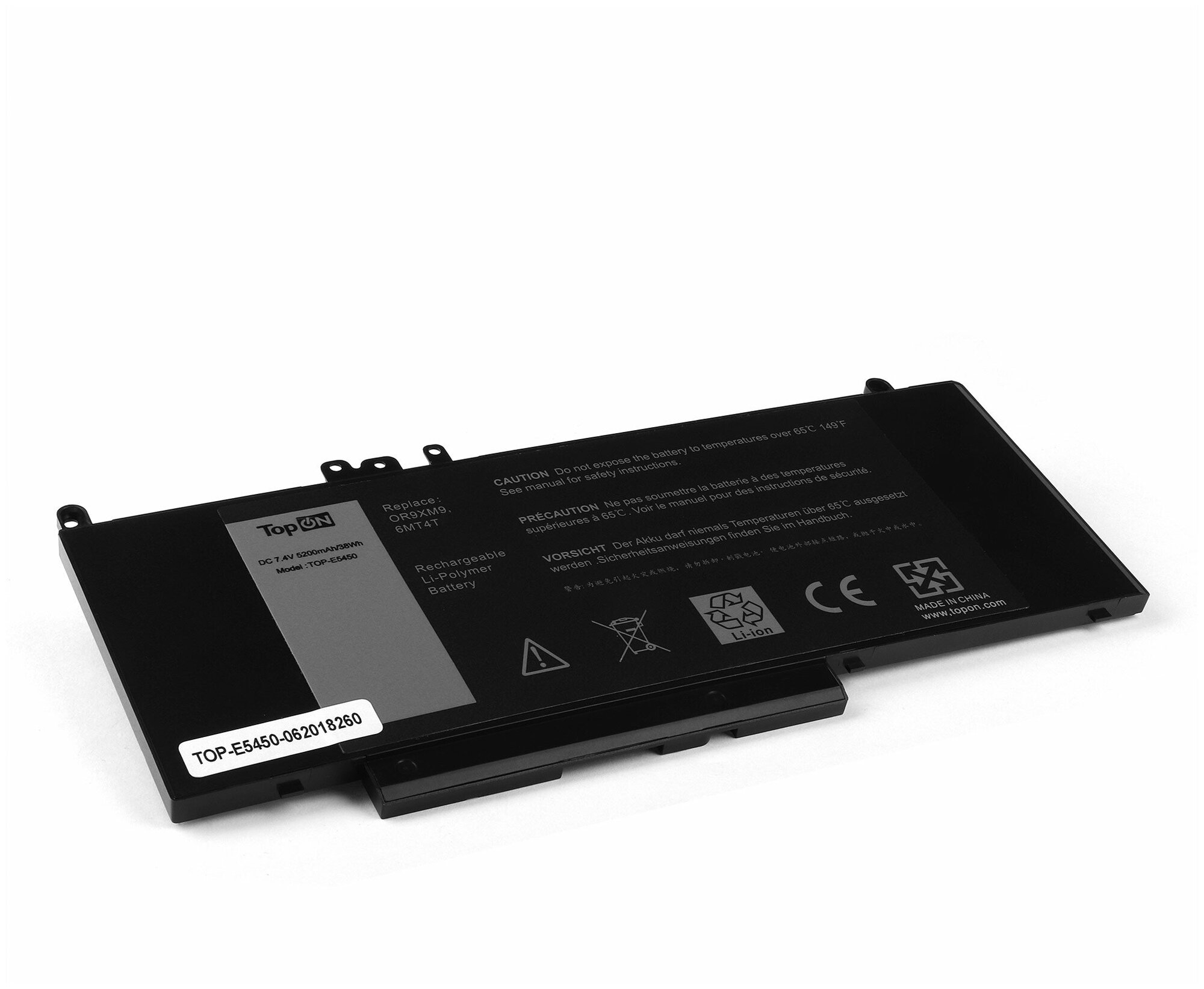 Аккумулятор для ноутбука Dell TopOn Latitude E5450, E5550, 14 5000, 15 5000 Series. 7.4V 5200mAh 38Wh. PN: 0R9XM9, 6MT4T, G5M10, 8V5GX, 08V5 - фото №1