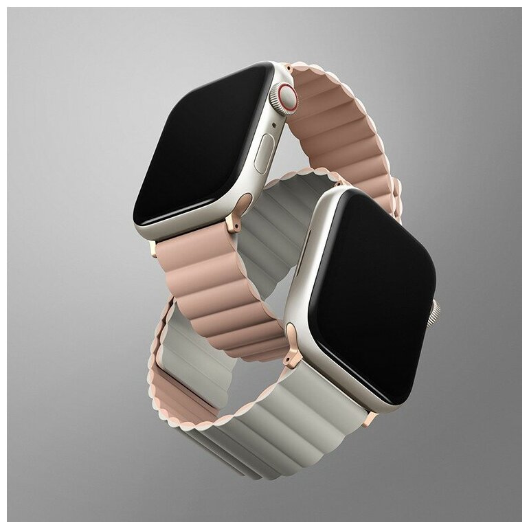 Ремешок Uniq Revix reversible Magnetic для Apple Watch 49/45/44/42 цвет Розовый/Бежевый (Pink/Beige) (45MM-REVPNKBEG)
