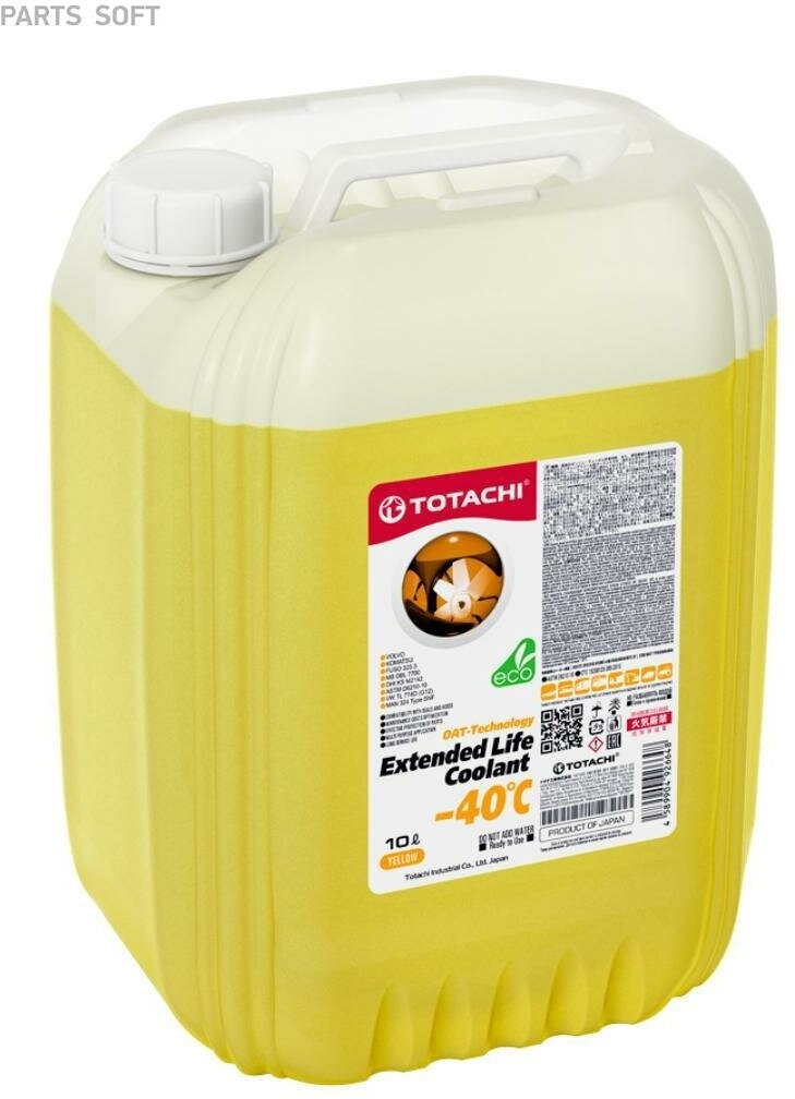 TOTACHI 43710 Антифриз, готовый раствор ELC -40°C жёлтый 10л