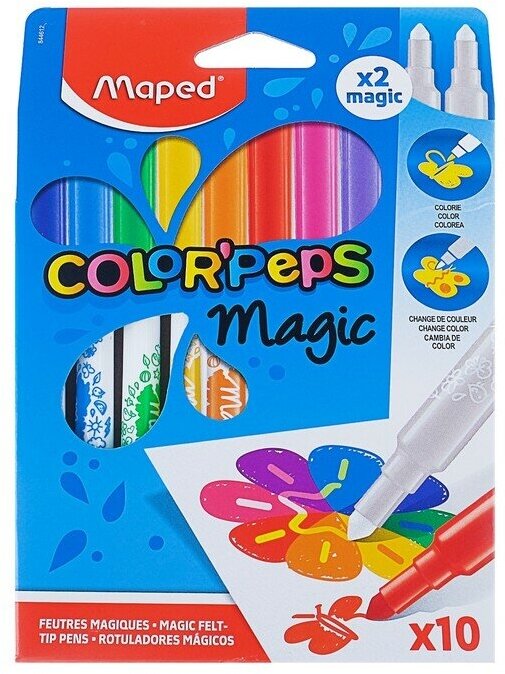 Maped Фломастеры 10 цветов, Maped Color Peps MAGIC, меняющие цвет