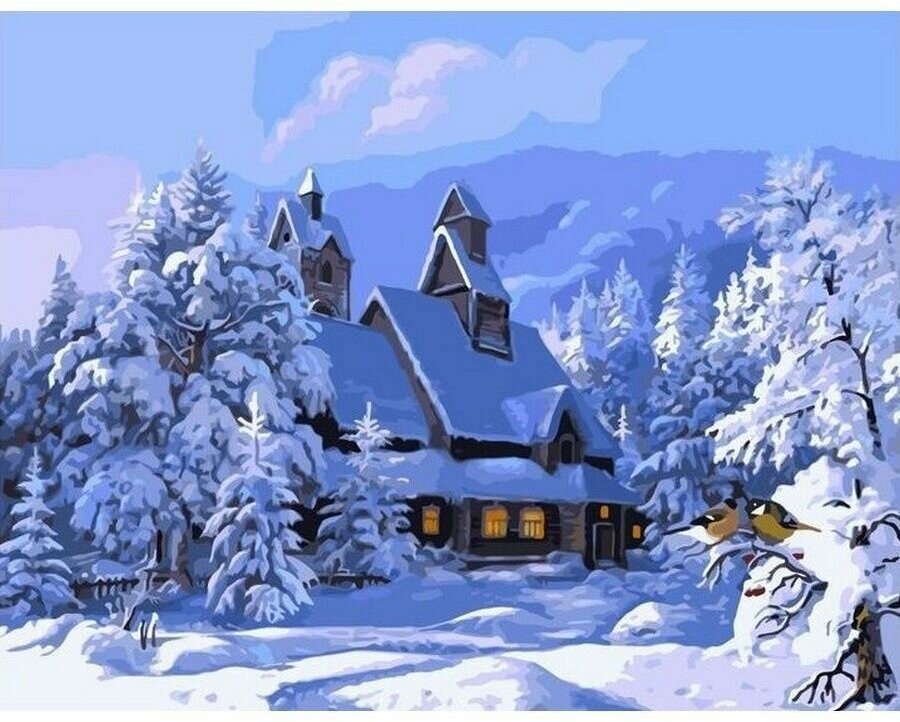 Картина по номерам Домик в зимнем лесу 40х50 см Hobby Home