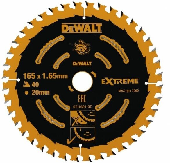 Пильный диск DEWALT EXTREME DT10301, 165/20 мм.