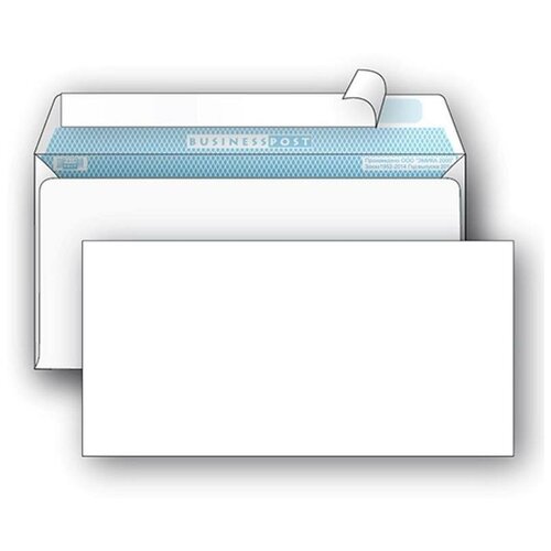 Конверт почтовый E65 Packpost BusinessPost (110x220, 90г, стрип) белый, 1000шт.