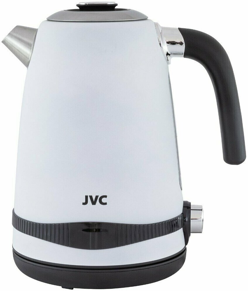 Чайник электрический JVC, JK-KE1730 white, 1.7 л, 2200 Вт, скрытый нагревательный элемент, нержавеющая сталь