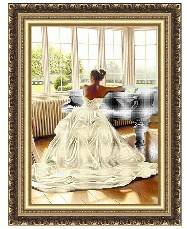 Рисунок на ткани RK LARKES "Девушка за роялем", 26,3x36,5 см