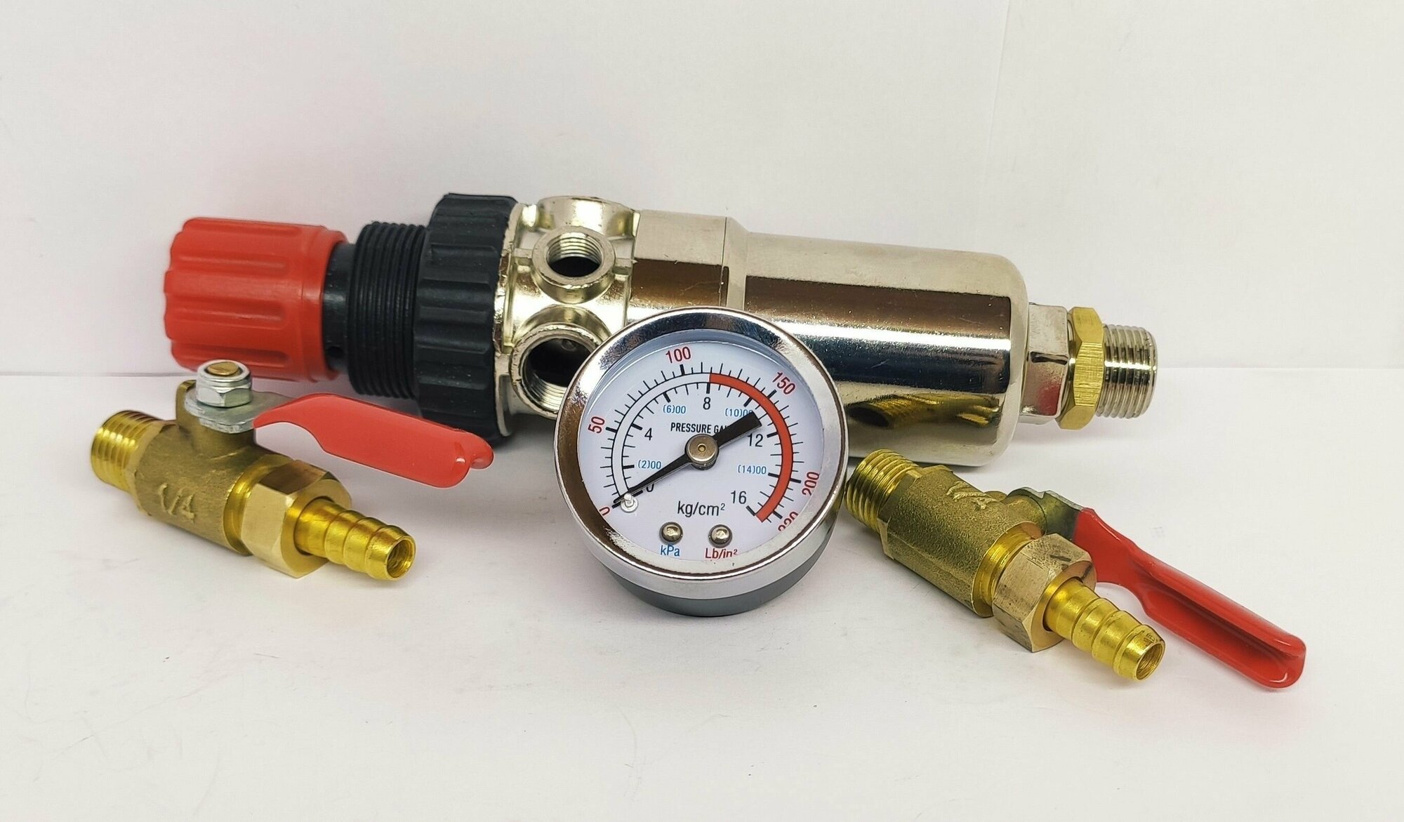 Регулятор давления с фильтром и кранами (влаго-масляный сепаратор) 12,5 бар R 3/8 для воздушного электрического компрессора - фотография № 5