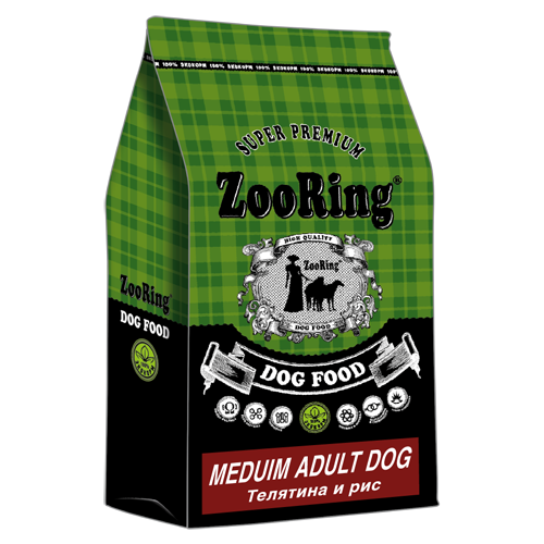 Сухой корм для собак ZooRing телятина, с рисом 1 уп. х 1 шт. х 2 кг сухой корм для щенков zooring с глюкозамином и хондроитином утка с рисом 1 уп х 1 шт х 2 кг