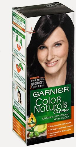 Изображение товара Крем-краска для волос Garnier Color Naturals тон 1 Черный, 112 мл