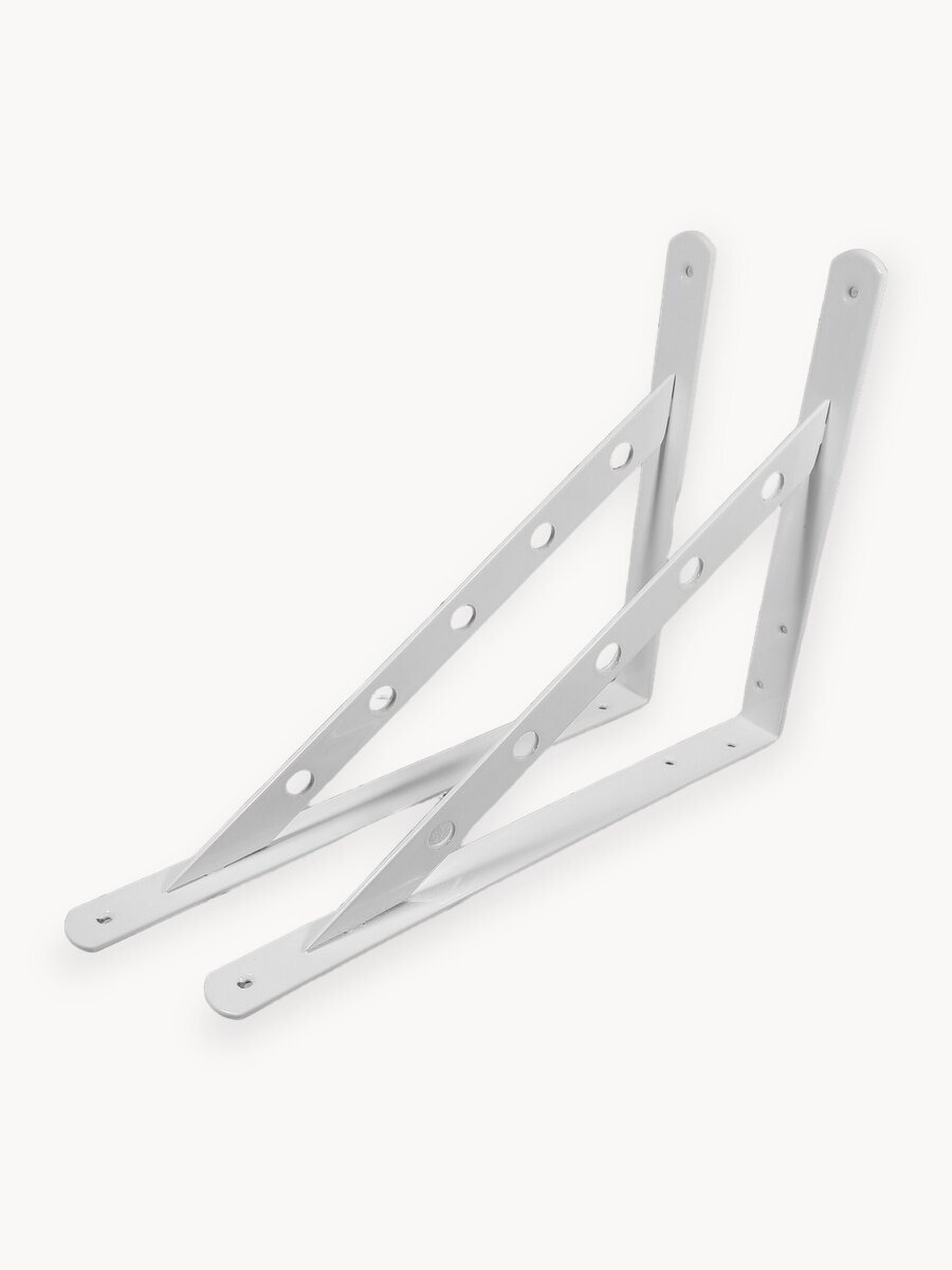 Кронштейн для полки усиленный, сталь 300х225х25мм, белый, 2 шт.