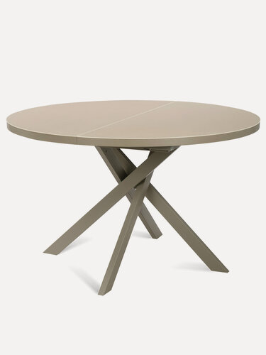 Изображение товара Стол стеклянный раздвижной TOKYO 120 CAP GLASS CAP на металлокаркасе, столешница закаленное стекло, цвет темно-бежевый, бежевый каркас, 120(160)х120 см