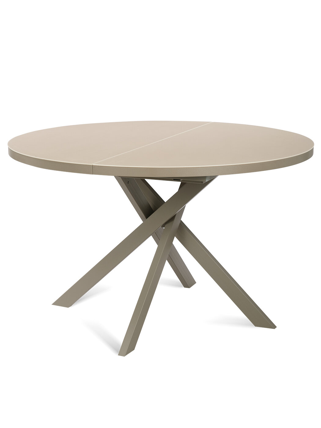 Стол стеклянный раздвижной TOKYO 120 CAP GLASS CAP на металлокаркасе столешница закаленное стекло цвет темно-бежевый бежевый каркас 120(160)х120 см