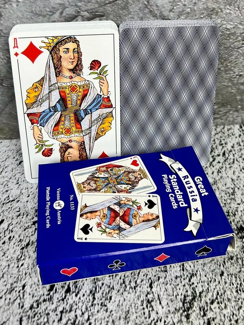 Игральные карты Русский стандарт , Piatnik , синяя рубашка, 54 листа