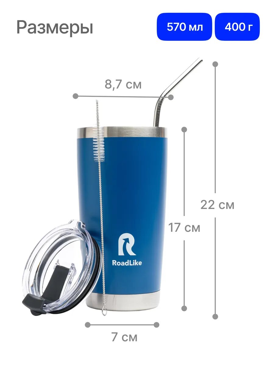 Термокружка 570мл с трубочкой термостакан — фото 1