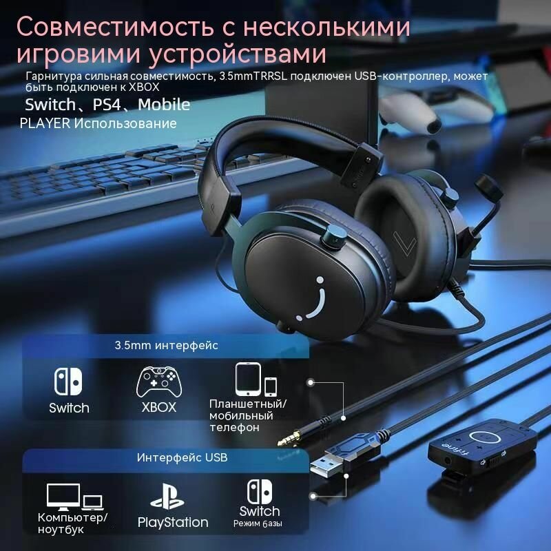 Игровые наушники, Fifine H9, проводные наушники с микрофоном