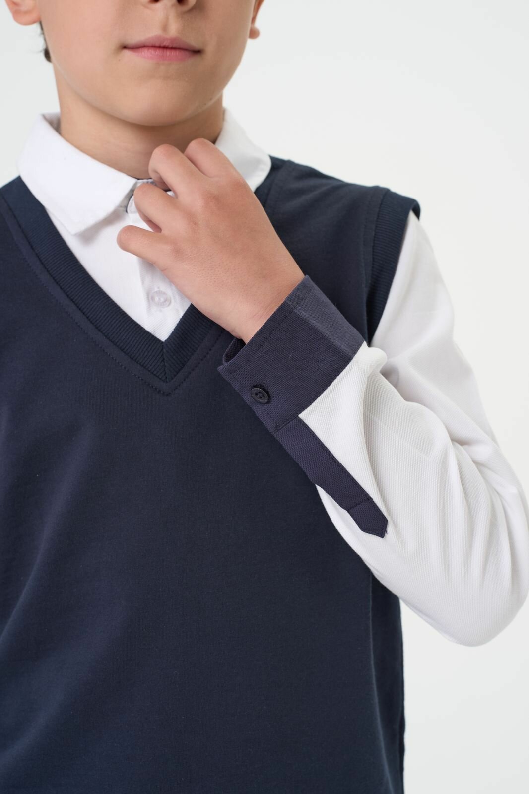 Джемпер Daniele Patrici "Школьная коллекция", размер 9-10, белый, синий — фото 1