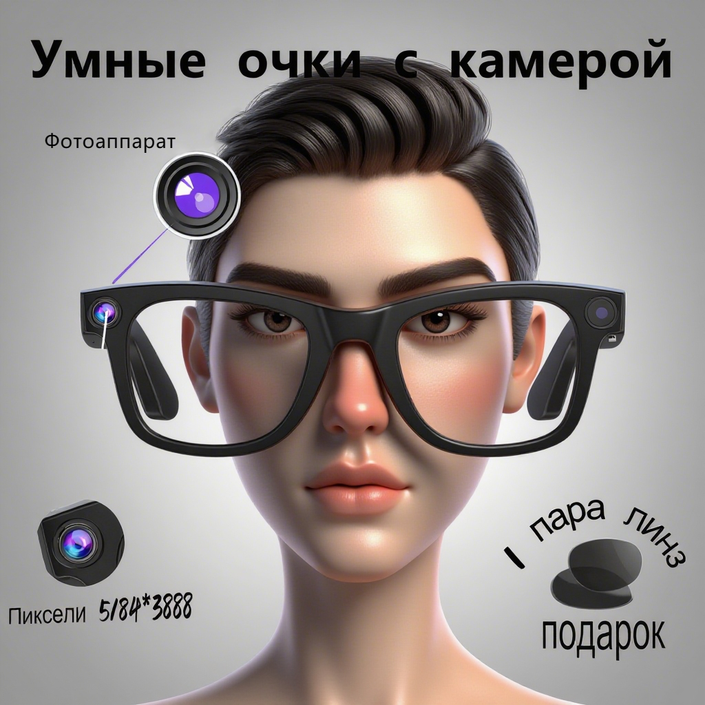 Умные очки с камерой и наушниками, голосовые вызовы