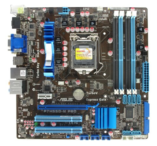 Материнская плата ASUS P7H55D-M PRO, microATX, DDR3, 4 слота, форм-фактор microATX