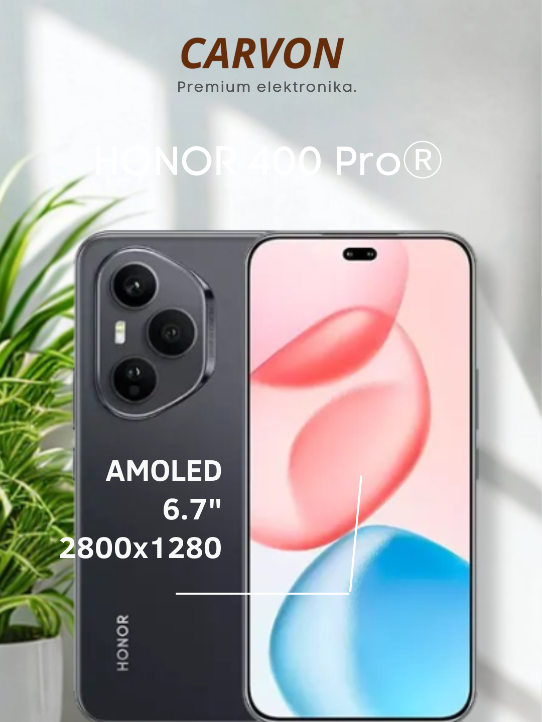Смартфон Honor 400 Pro 5g, 12 ГБ/512 ГБ, AMOLED 120 Гц, IP68/69, защита от воды и пыли на глубине до 1,5 м в течение 30 мин Чипсет Qualcomm SM8650-AB Snapdragon 8 Gen 3, черный цвет + подарок Премиум-кошелек с разблокировкой по отпечатку пальца — фото 1