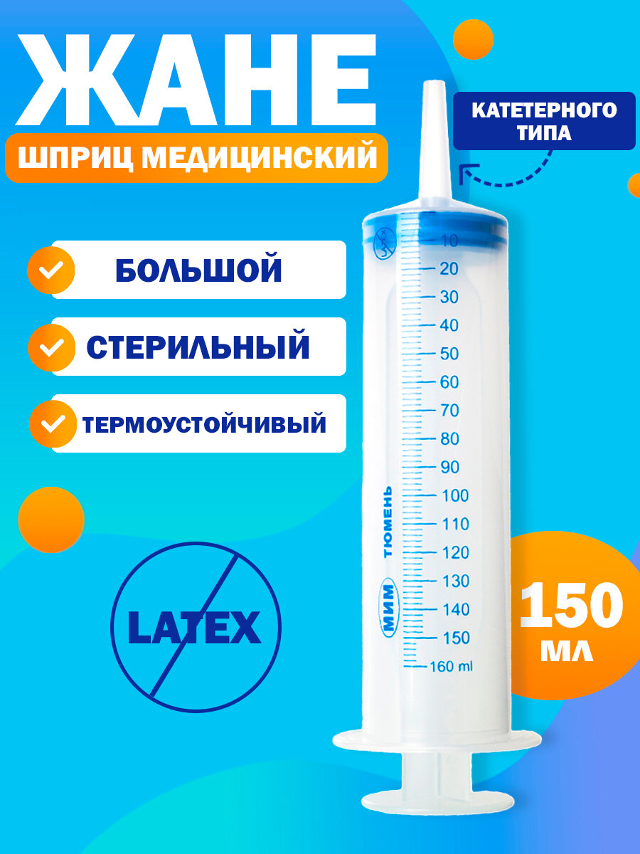 Шприц жане  жанэ большой с наконечником под катетер медицинский  кондитерский  для откачивания жидкостей  для смазки  шприц автомобильный 150 мл  1 шт