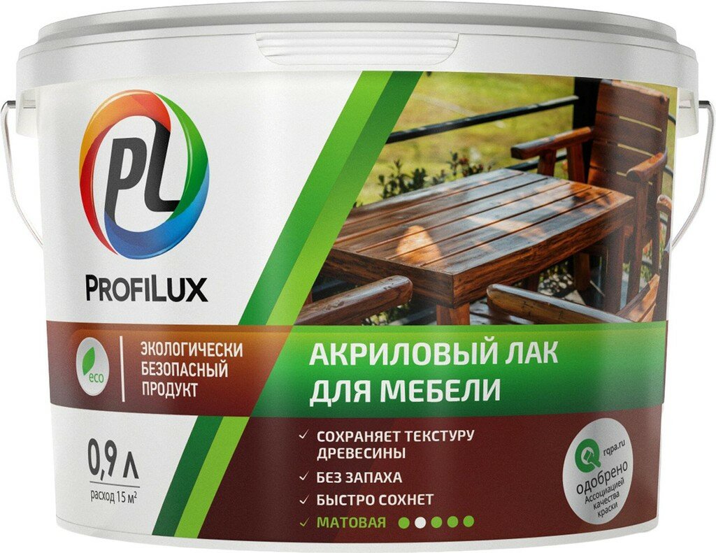 Лак для мебели акриловый Profilux белый матовый 09 л