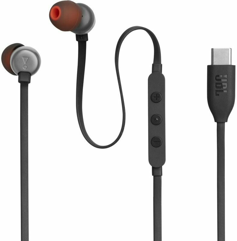 Проводные наушники JBL T310С USB Type-C, с микрофоном, чёрные — фото 1