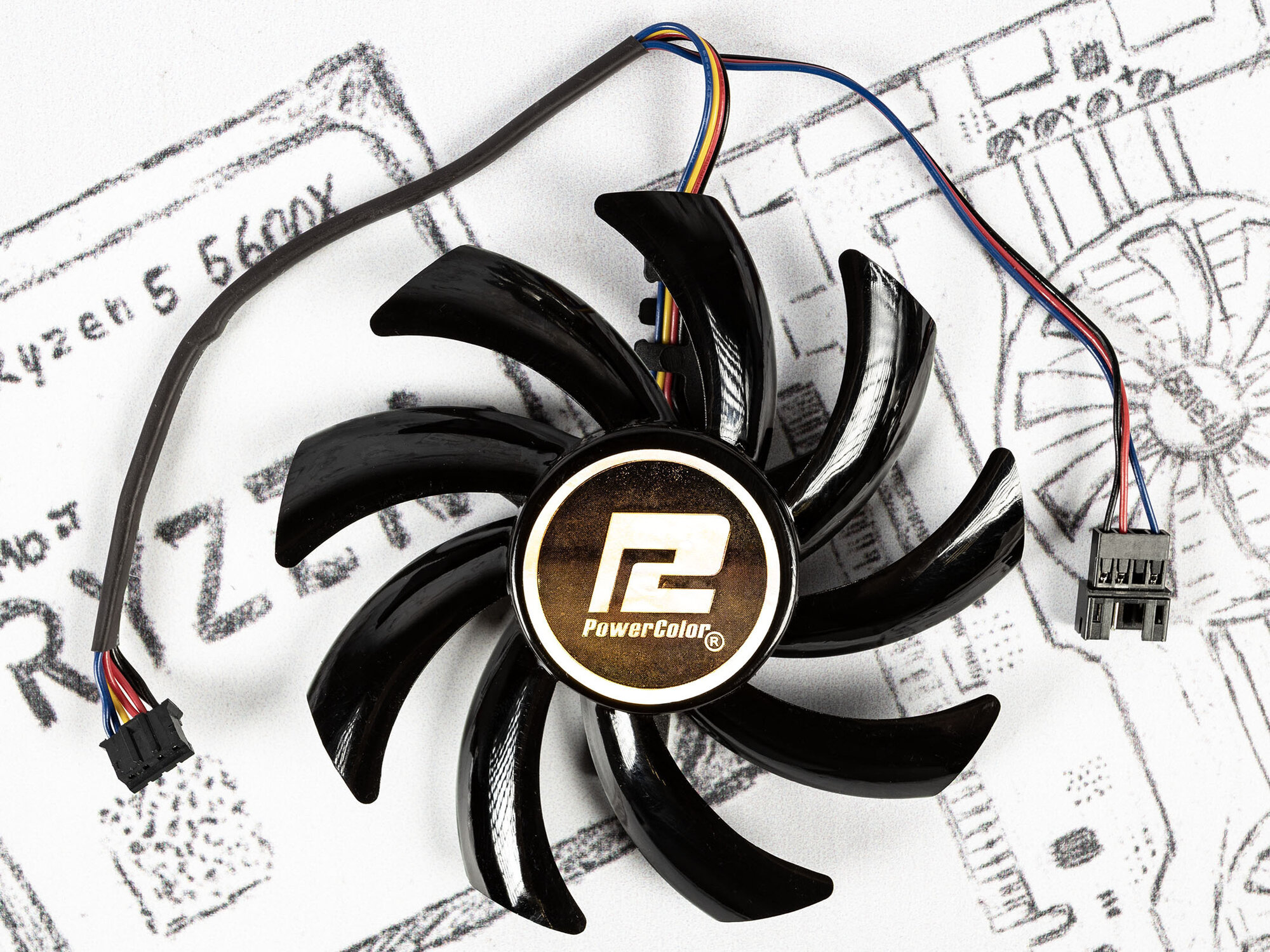 Вентилятор для видеокарты PowerColor RX 5700 ⌀85мм S 40mm T129215SU №2