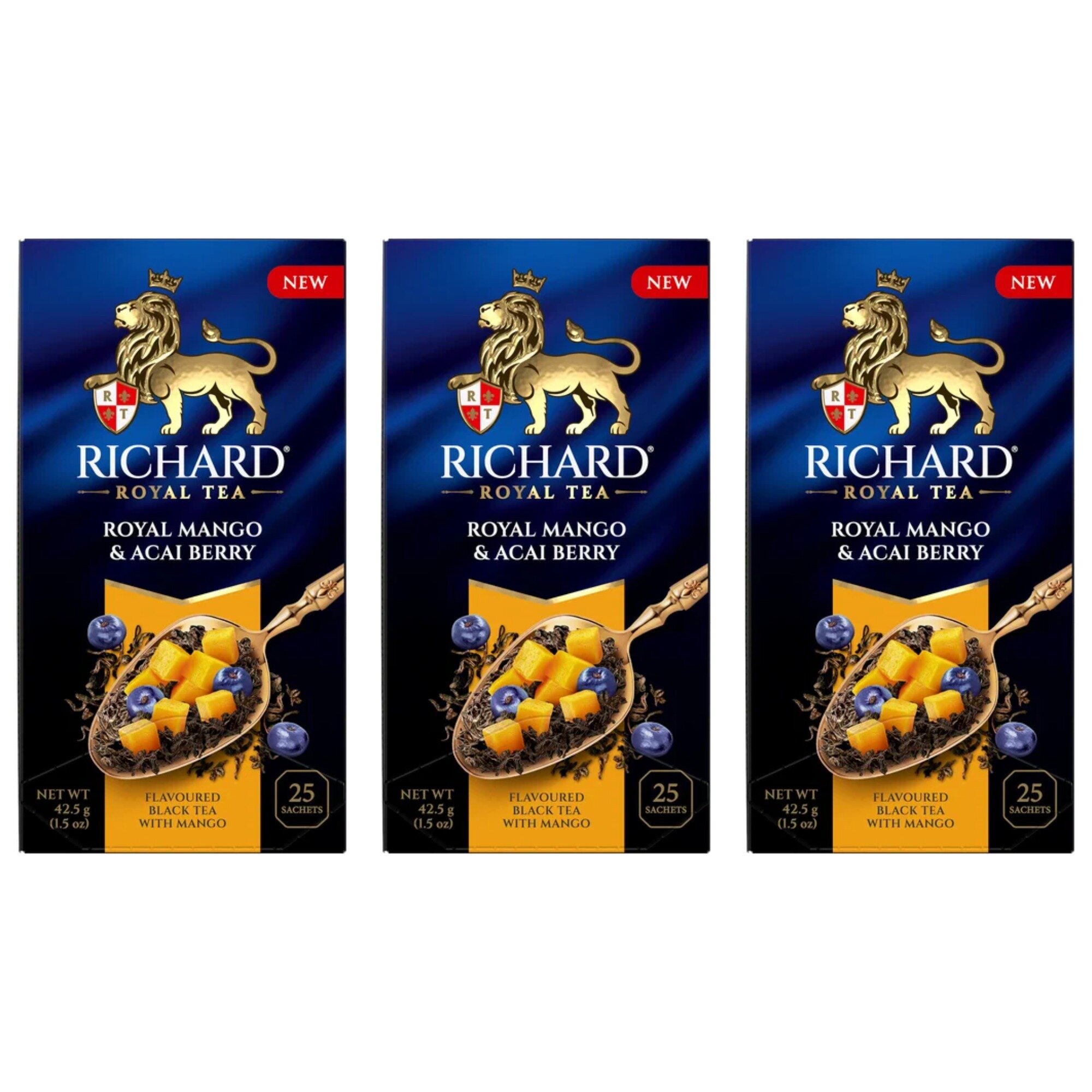 Чай пакетированный Richard, Royal Mango & Acai berry, 25 пакетиков, 3 уп