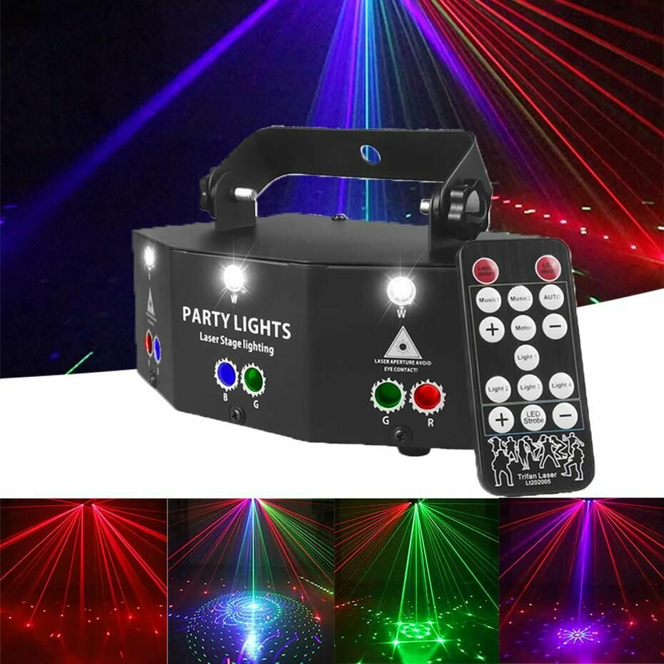 Лазерный луч 9 EYE RGB Disco DJ Beam, светодиодная лампа для проектора, эффект дистанционного стробоскопического освещения сцены DMX, праздничные огни для рождественской вечеринки Jinlvyi -hz