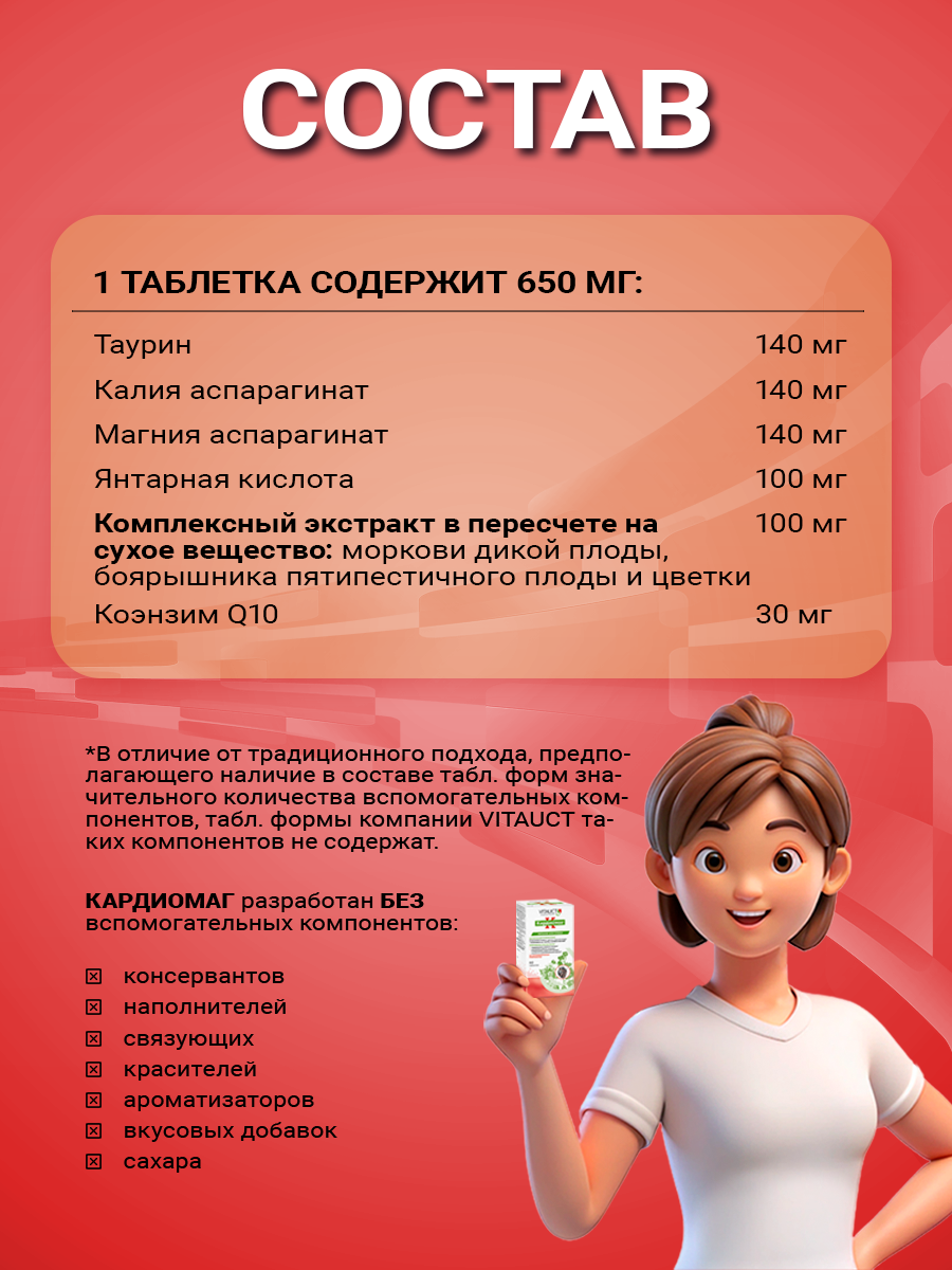 Гомеопатические Препараты Для Сердечно-Сосудистой Системы Кардиомаг Витаукт 60 таблеток, Укрепление и питание сердца и сосудов