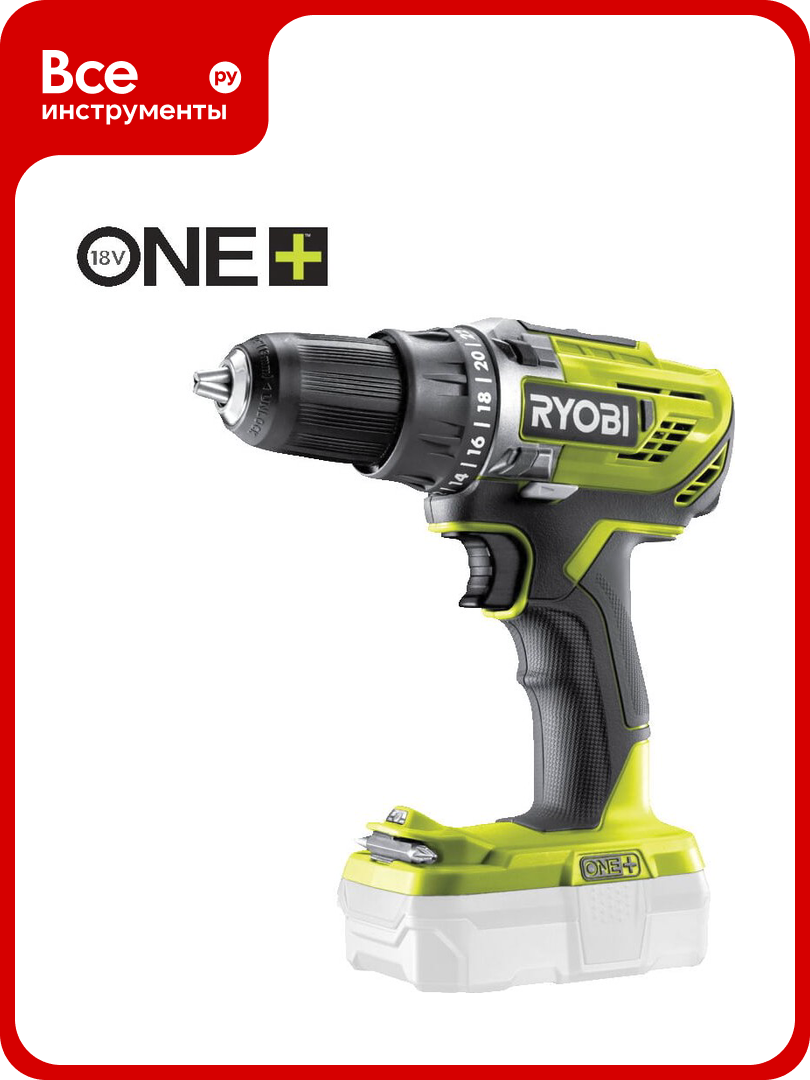 Дрель-шуруповерт Ryobi ONE+ R18DD3-0 без аккумулятора в комплекте 5133002889