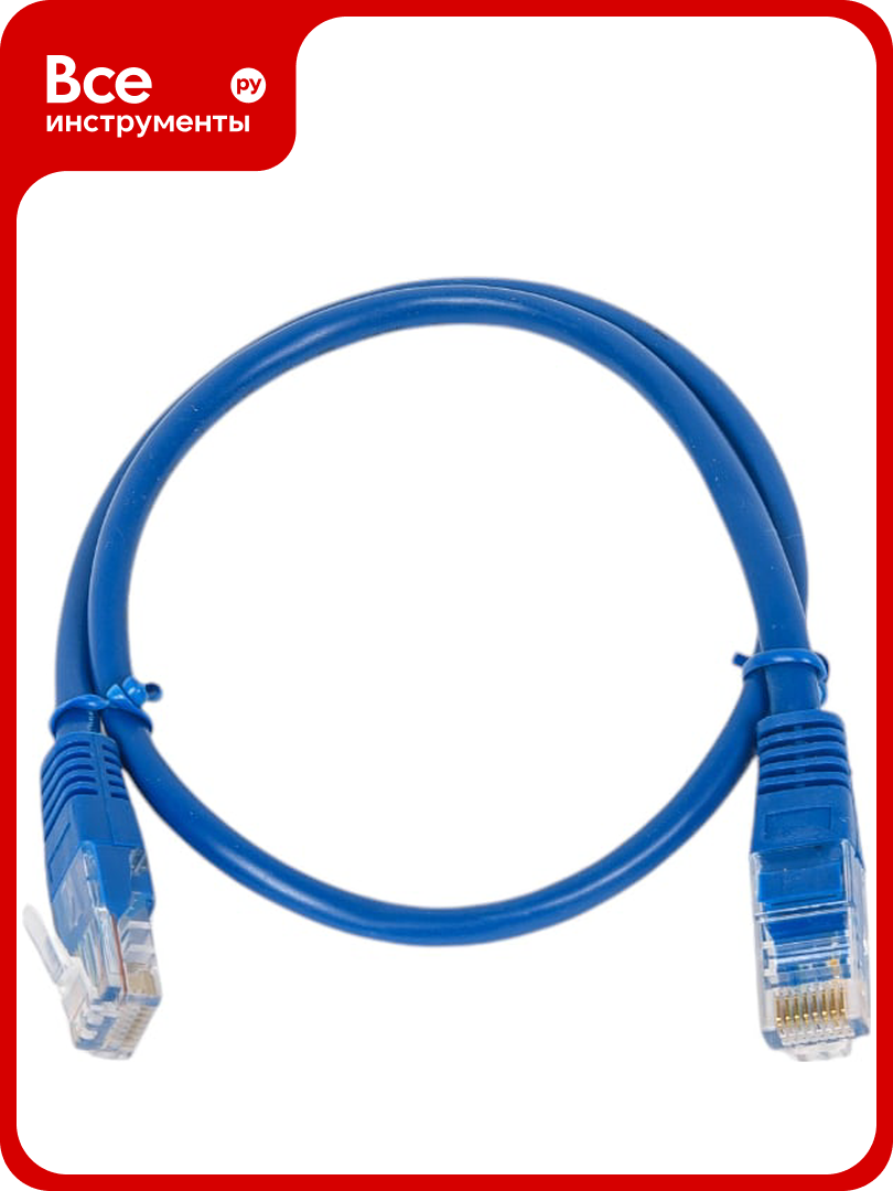 Патч-корд кабель Filum u/utp 5e кат, 0,5м 26awg(7x0,16 мм), омедненный алюминий (cca), pvc, синий FL-U5-0,5M-BL