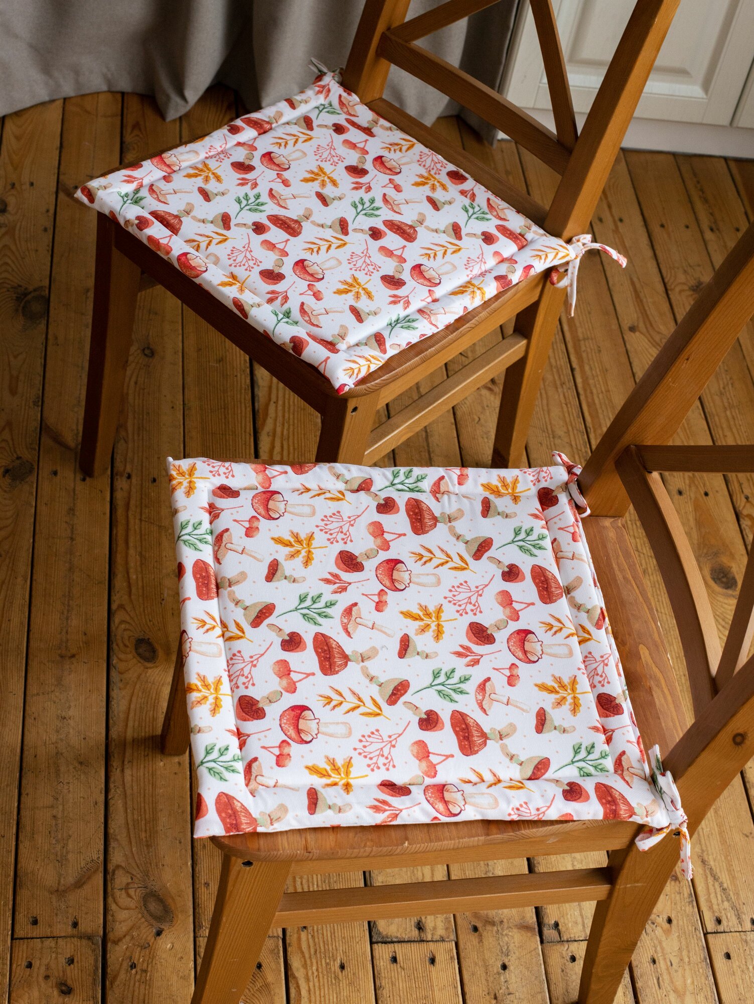 Галета на стул квадратная 40x40  Хаски Home 2 шт грибочки