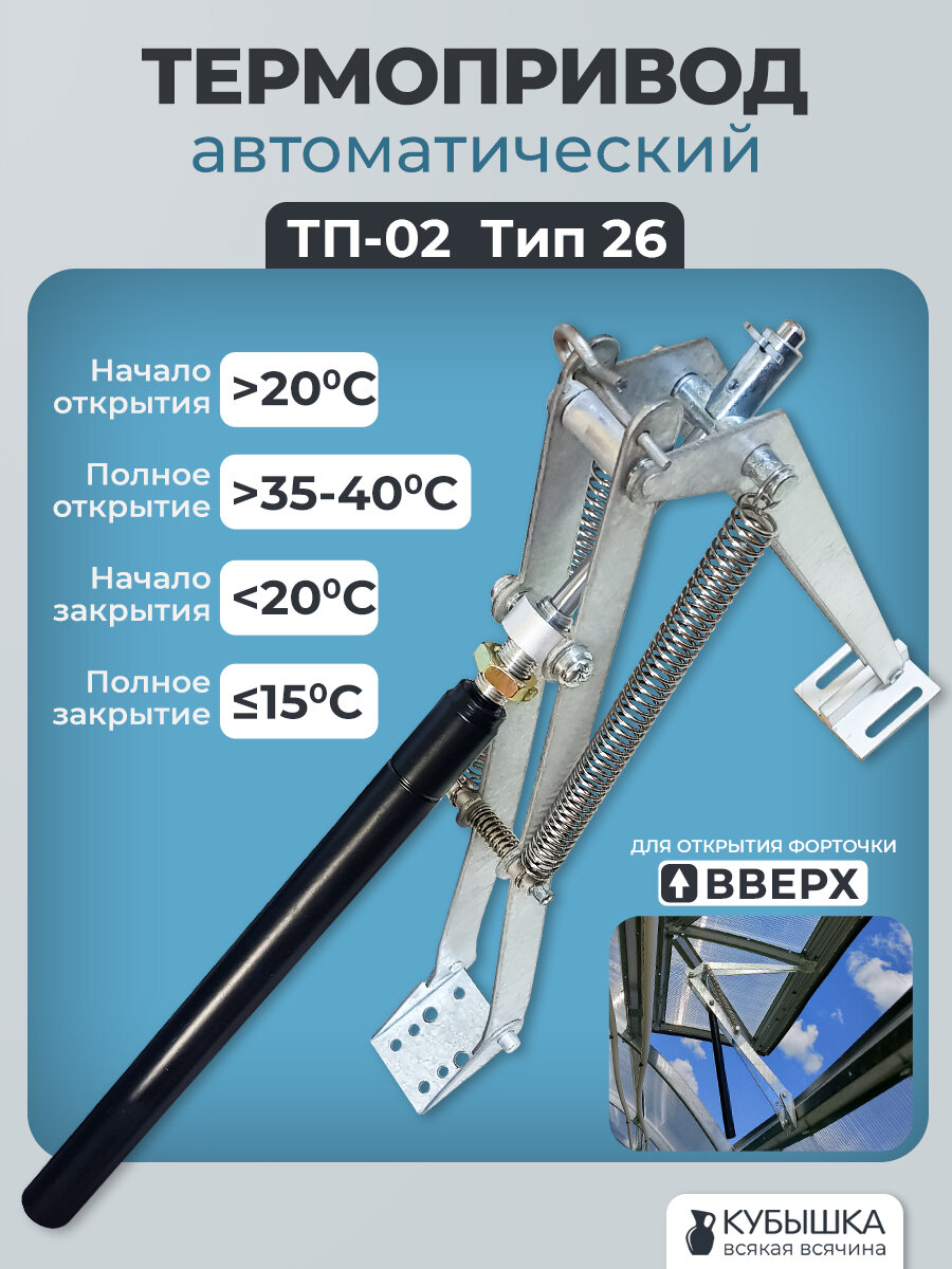 Термопривод автоматический ТП-02 Тип-26 для автоматического проветривания теплиц и парников гидравлический.