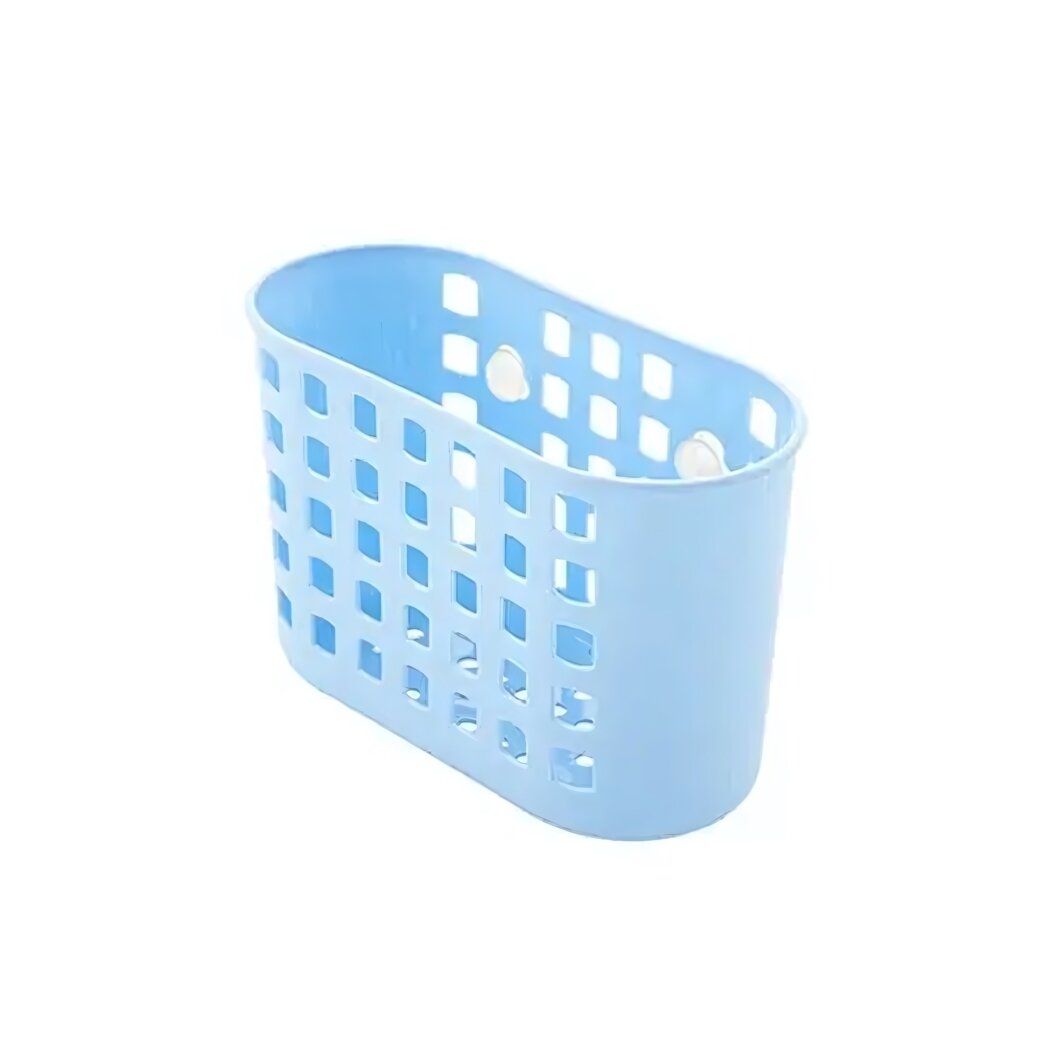 Контейнер навесной на присосках овальный пластик светло-синий цвет отверстия для вентиляции