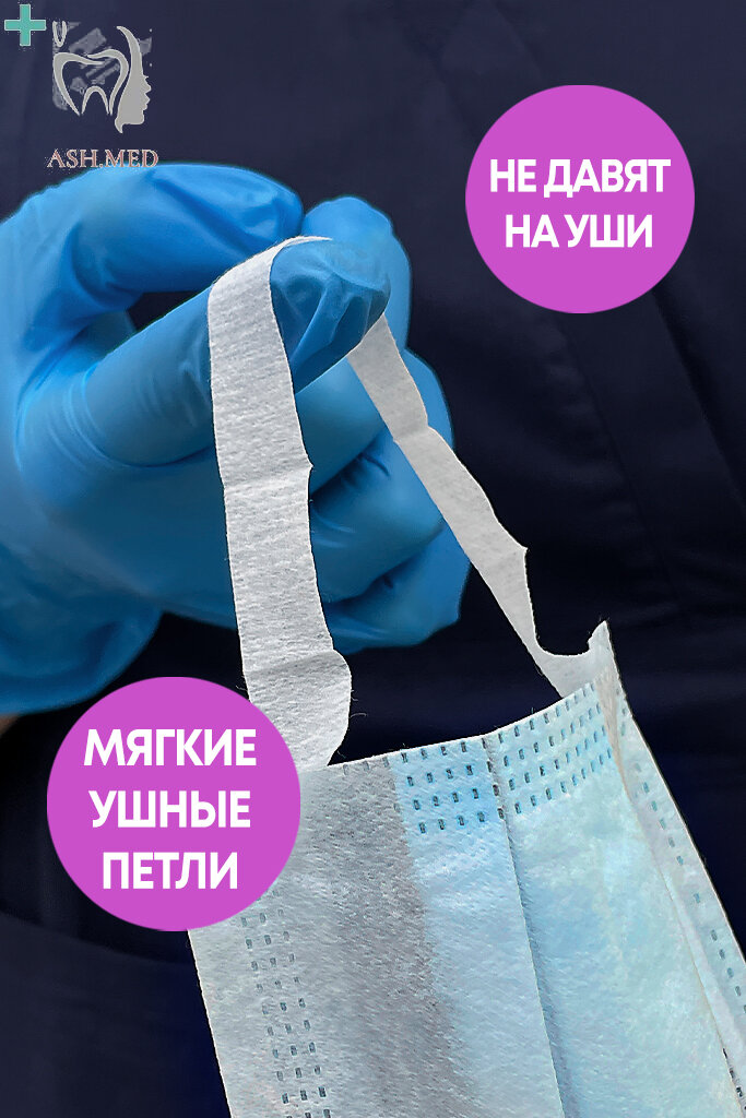 Маски одноразовые /медицинские/трехслойные/голубые/50 шт