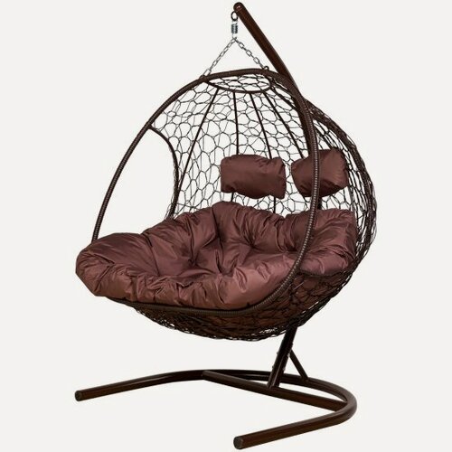 Изображение товара Подвесное кресло M-group добрыня с ротангом коричневое, коричневая подушка