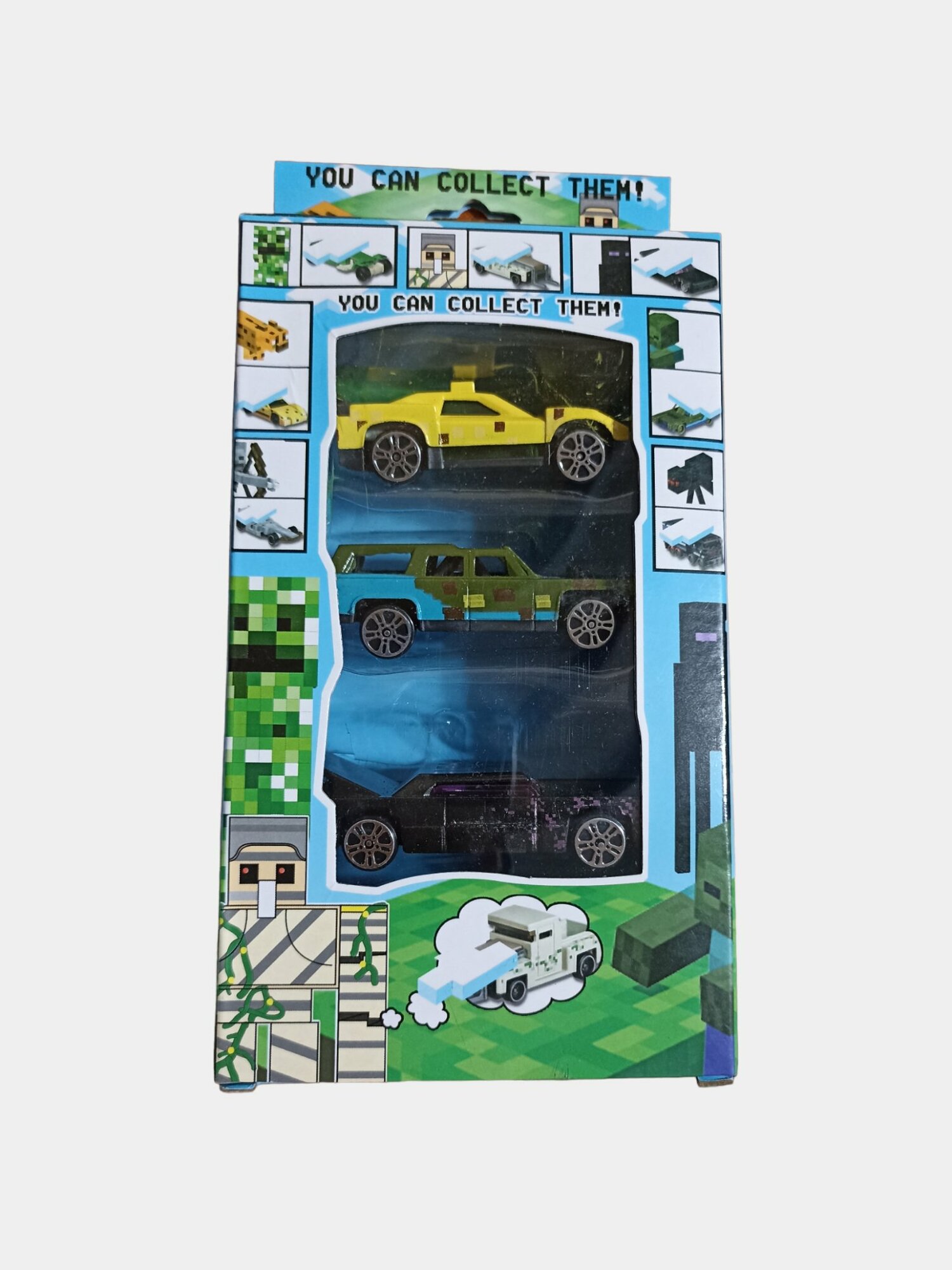 Набор игрушечных машинок hot weels "Minecraft", металл, пластик, масштаб 1:64 — фото 1