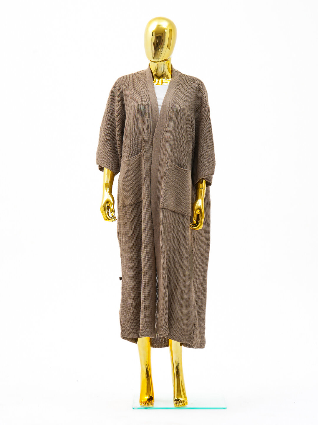 Пончо Didov TRIKO 2463, размер oversize, бежевый меланж
