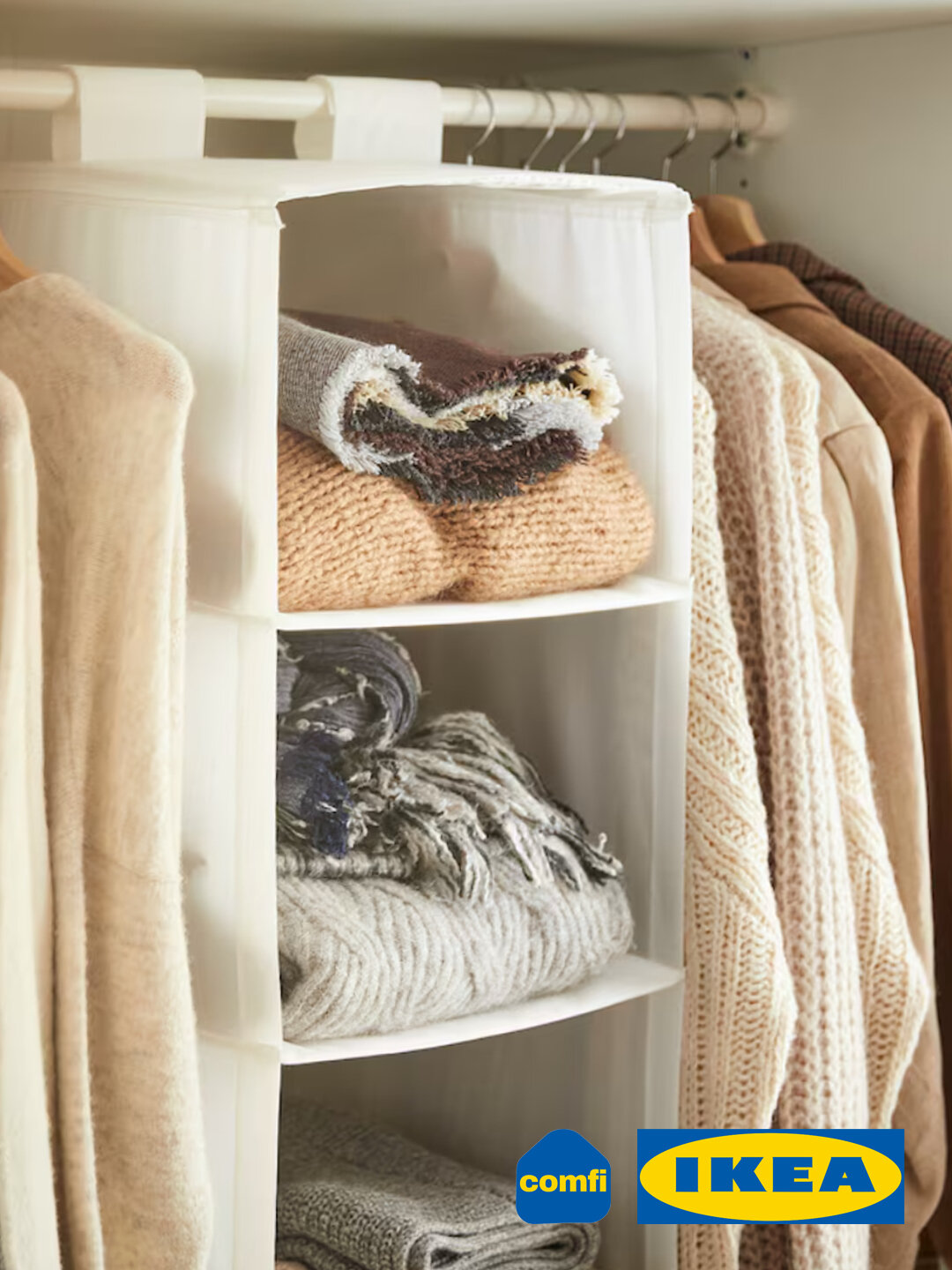 IKEA органайзер с 6 отделениями SKUBB, подвесной, для хранения, белый, 35x45x125 см — фото 1