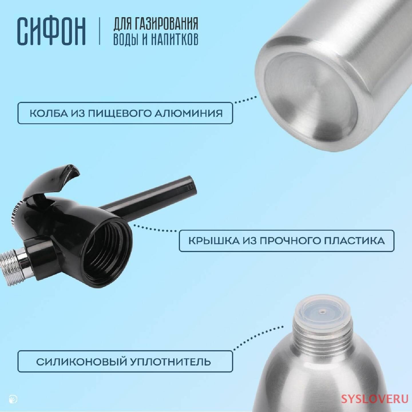 Картинки Сифон для газирования воды и напитков, 1л, чёрный SYS