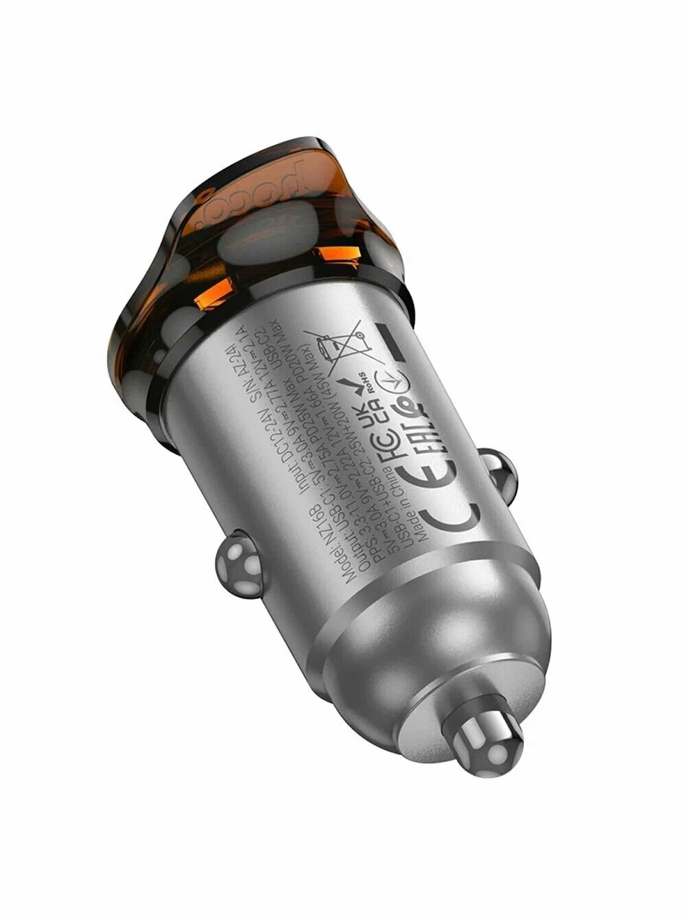 Автомобильное зарядное устройство Hoco NZ16B, USB Power Delivery, 2 разъема, PD 45 Вт — фото 1