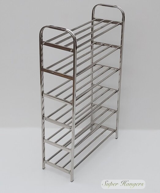 Обувница металлическая, 6 отделений, напольная, классическая, серебристая — фото 1