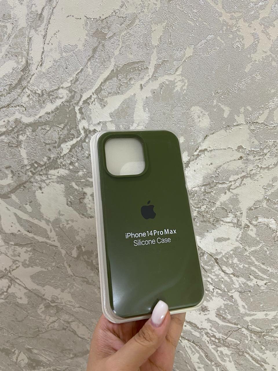 Чехол "темно-зеленый" для iPhone 14 Pro Max, силиконовый, противоударный — фото 1