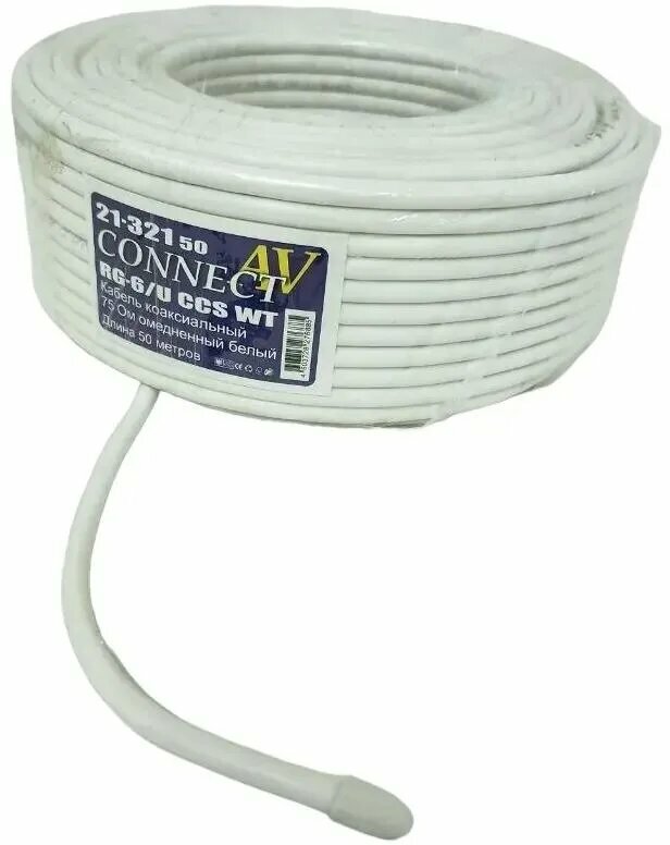 Кабель Premier CONNECT-AV RG-6/U CCS WT 50м. белый (21-321 50)