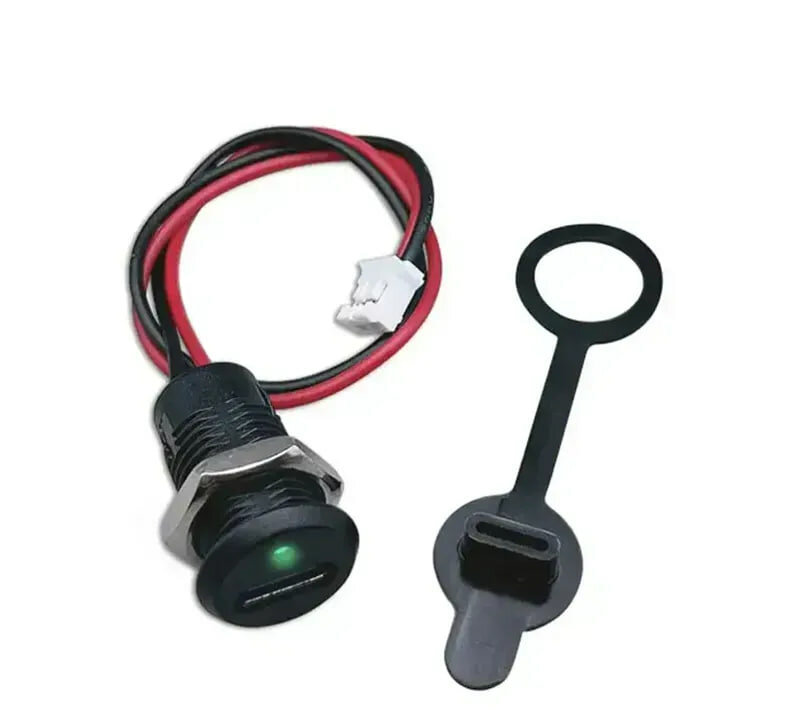 USB Type-C разъём для монтажа в отверстие 12 мм с LED-индикатором