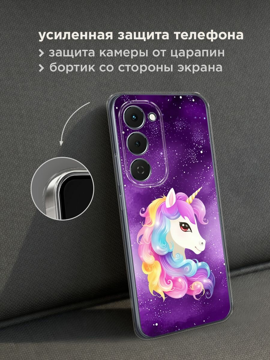 Чехол на Tecno Spark 40 Pro+ / Текно Спарк 40 Про+ с принтом "Кудрявый единорог" — фото 1