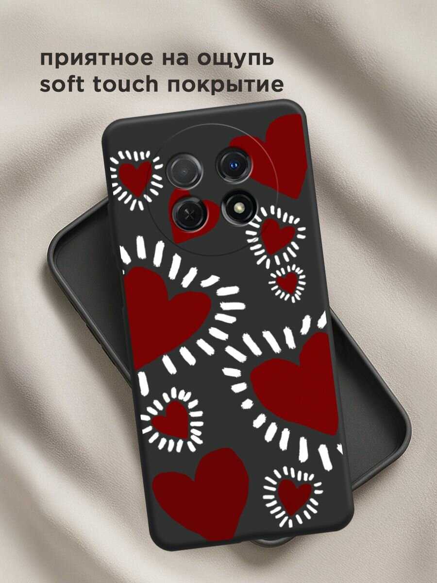 Чехол на Huawei Nova Y91 / Хуавей Нова Y91 с принтом "Бордовые сердца 2" — фото 1