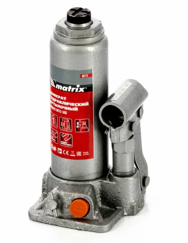 Домкрат гидравлический бутылочный 2 т h подъема 181-345 мм// matrix