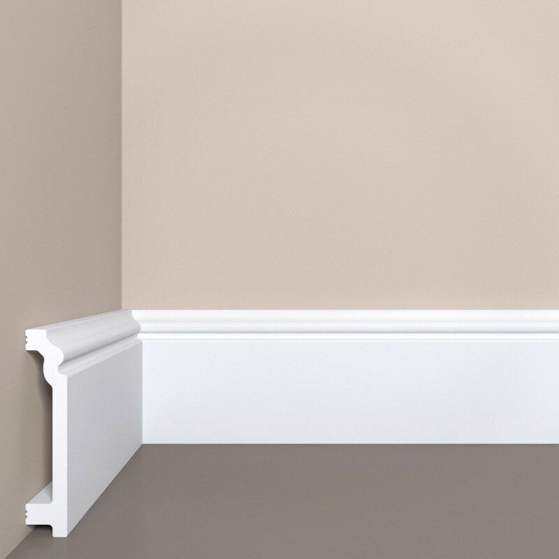 Плинтус напольный 15x100 мм белый ударопрочный полистирол полиуретановый под покраску 1 метр